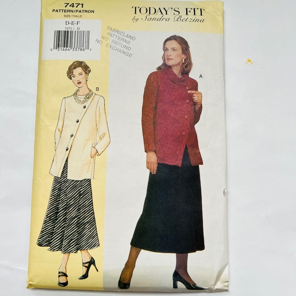 Vogue 7471 Blouse Midi Skirt Bust 38-43 Sandra Betzina Pattern Uncut Todays Fit - Picture 2 of 4